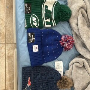 Kids/adult Beanie Set - Green, Blue, Navy